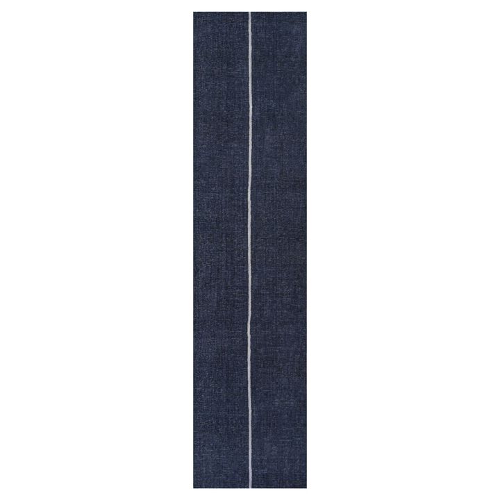 Linja Solid Centre Stripe Machine Washable Area Rug