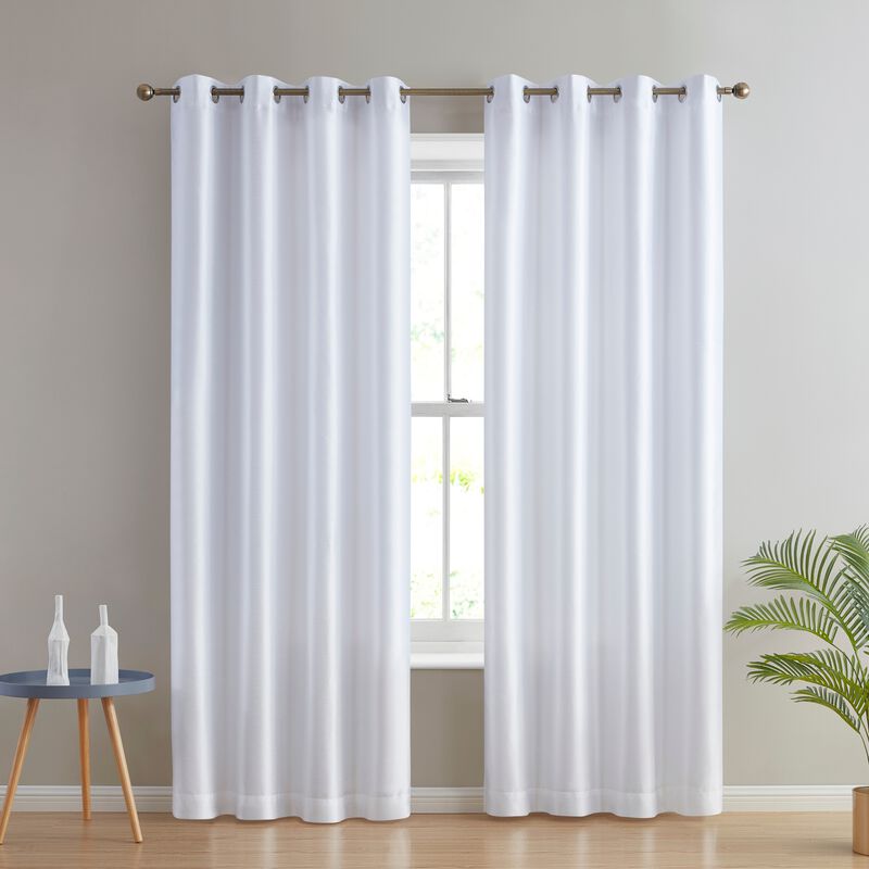 THD Duncan Faux Silk Semi Sheer Light Filtering Microfiber Lined Grommet Lightweight Window Curtains Drapery for Bedroom, Dining Room & Living Room, 2 Panels