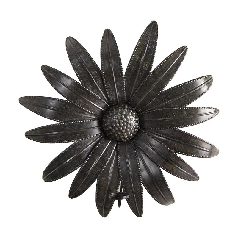 Nearly Natural 30-in x 30-in Brushed Metal Daisy Flower Sconce Candle Holder Wall Art Decor