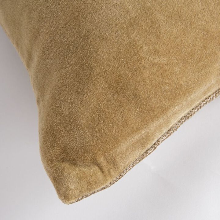 Homezia Gold Solid Reversible Cotton Velvet Throw Pillow