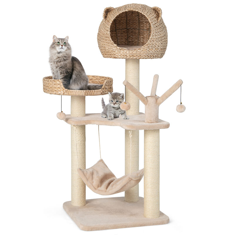 Costway 48'' Tall Cat Tree Tower Multi-Level Play Activity Center withCondo Hammock Cushion