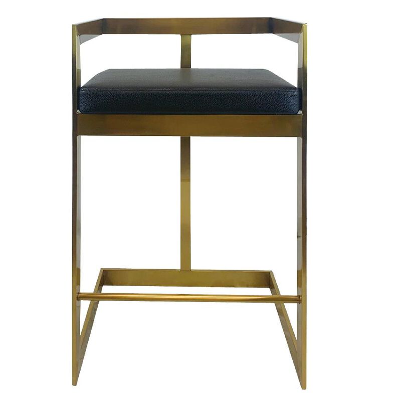 Bar Chair, 26", Black, Gold Base