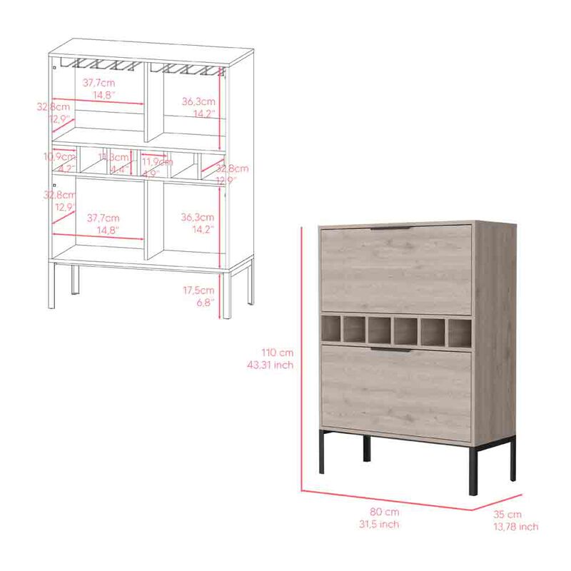 Bar Cabinet Puertu, Living Room, Light Gray