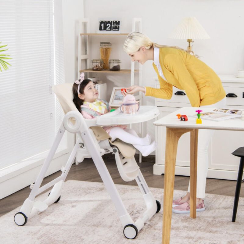 Hivvago Baby Folding Convertible High Chair with Wheels and Adjustable Height