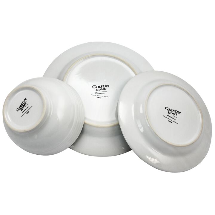 Gibson Home Plaza Cafe 12 Piece Dinnerware Set in White