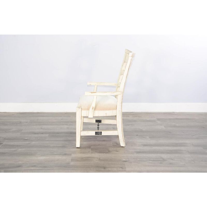 Sunny Designs Marina White Sand Arm Chair with Cushion Seat