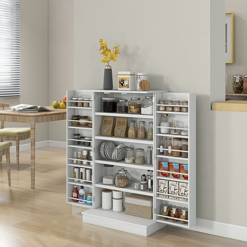 HOMCOM Kitchen Pantry Storage Cabinet w/ 5-tier Shelving, 12 Spice Racks