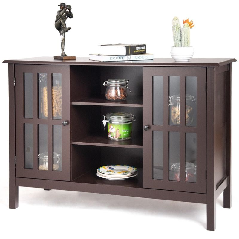 Hivvago Brown Wood 43-inch TV Stand Storage Cabinet Console Table