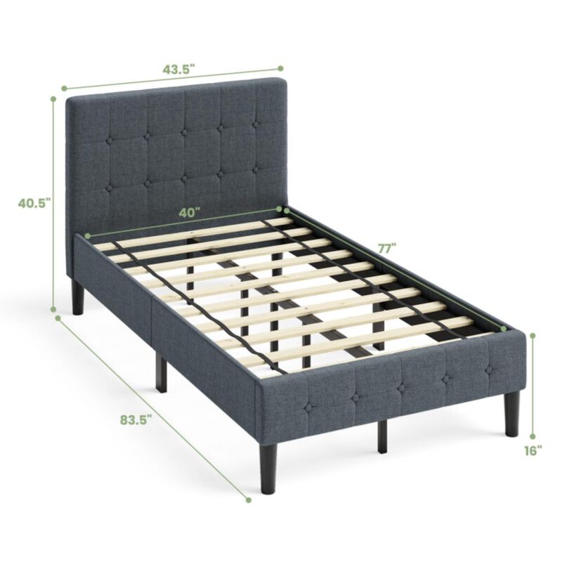 Hivvago Platform Bed with Button Tufted Headboard