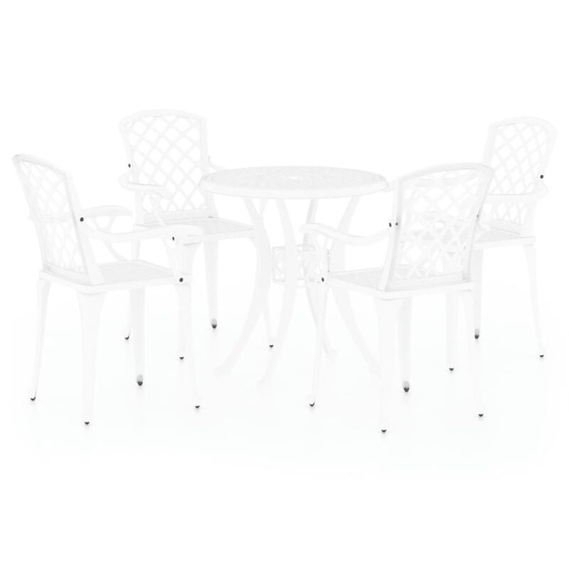 vidaXL 5 Piece Bistro Set Cast Aluminum White