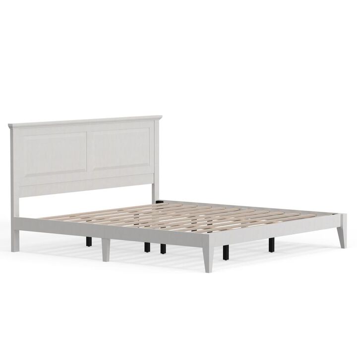 Glenwillow Home Cottage Style Wood Platform Bed in King - White