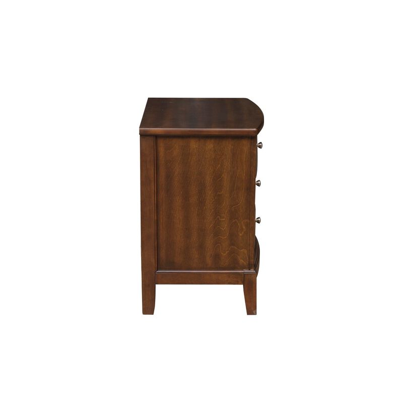 Dark Cherry Finish 1pc Nightstand of 3x Drawers Satin Nickel Tone Knobs Transitional Style Bedroom Furniture