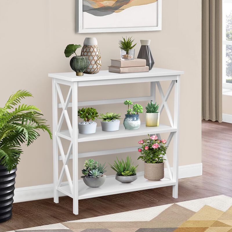 3-Tier Wooden Multi-Functional X-Design Etagere Storage Bookshelf