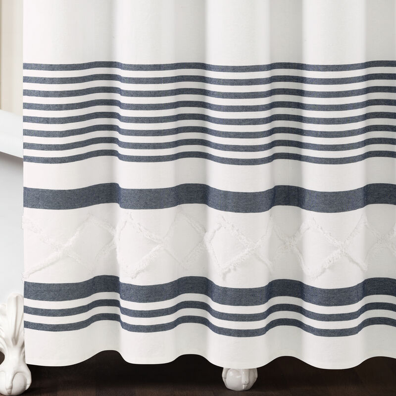 Urban Diamond Stripe Woven Tufted Eco-Friendly Recycled Cotton Shower Curtain