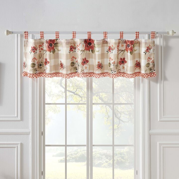 Wheatly Farmhouse Gingham Tab Top Valance 84" x 19" by Greenland Home Fashion