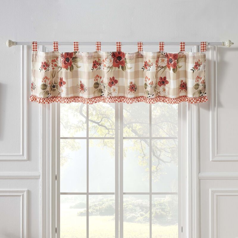 Wheatly Farmhouse Gingham Tab Top Valance 84" x 19" by Greenland Home Fashion