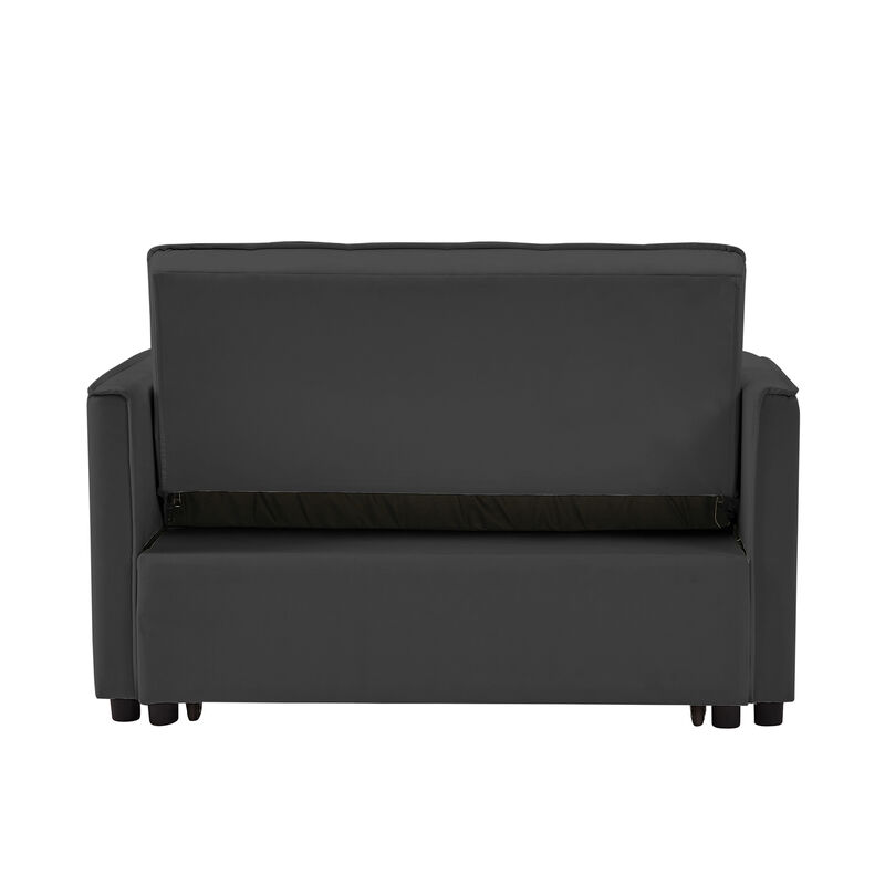 Black Velvet Loveseat Sofa Bed - Stylish and Comfortable 2-Seater Couch with Convertible Design