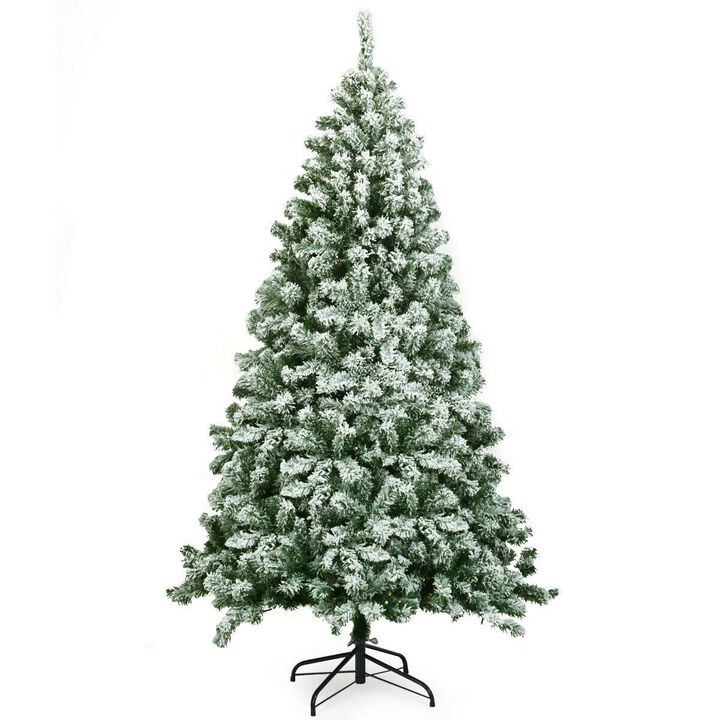 Snow Flocked Artificial Christmas Tree Hinged with 928 Tips