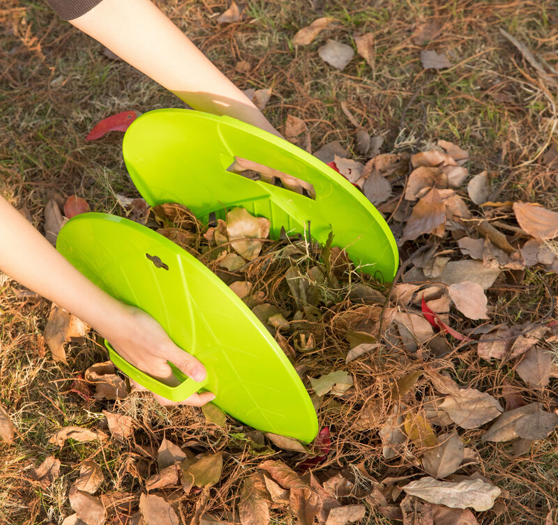 Decorative Pair of Leaf Scoops, Hand Rakes for Lawn and Garden Cleanup, Red