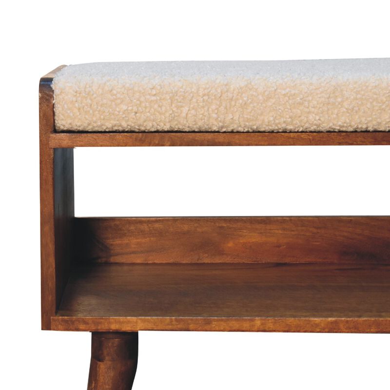 Boucle Nordic  Solid Wood Storage Bench