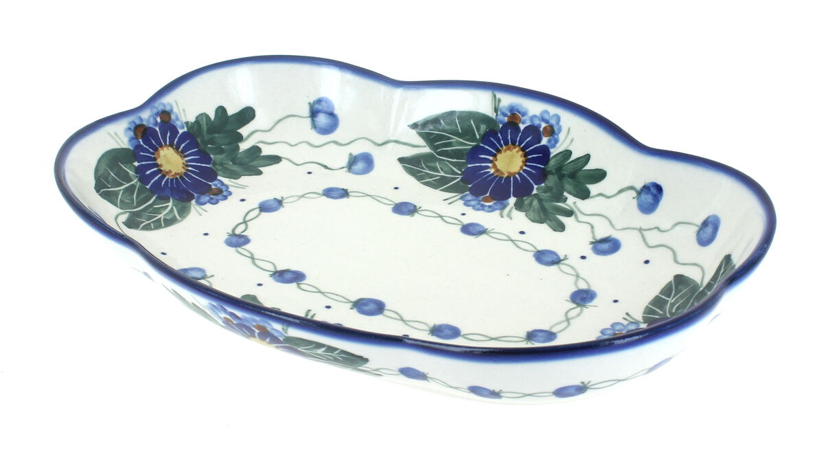 Blue Rose Polish Pottery Lavender Fields Scallop Dish