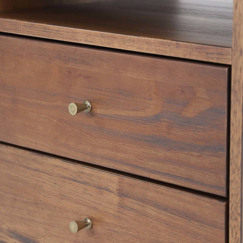 Hivvago Farmhouse Mid Century 2 Drawer Nightstand