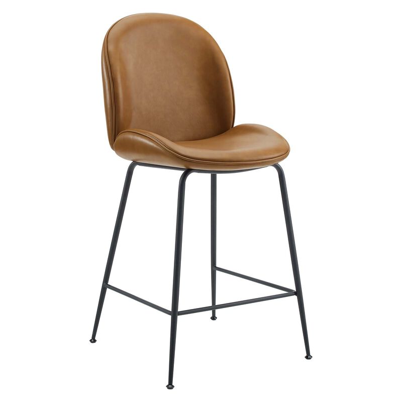 Scoop Black Powder Coated Steel Leg Vegan Leather Counter Stool