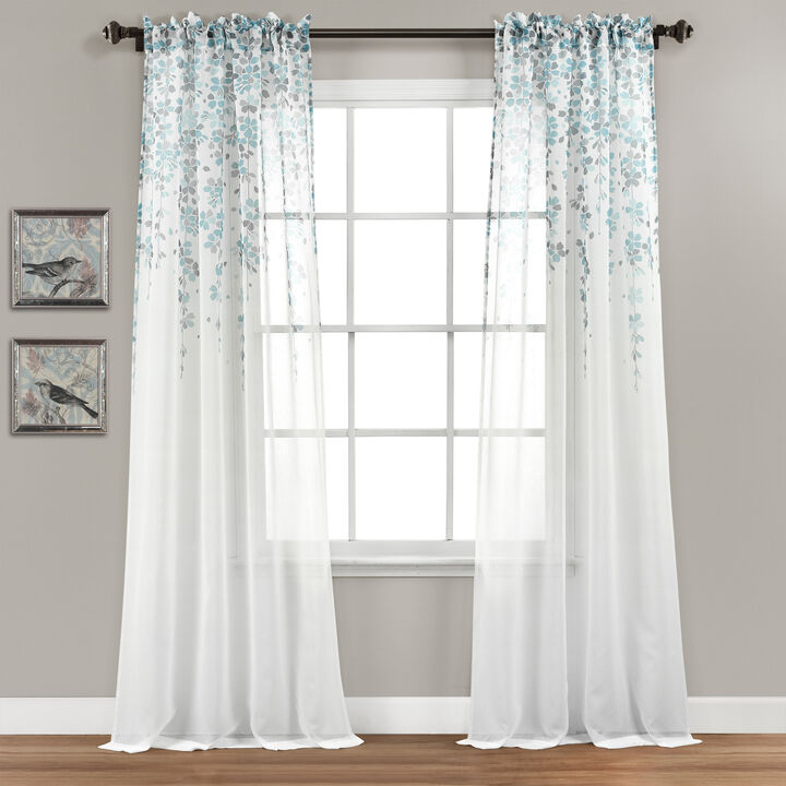 Weeping Flower Sheer Window Curtain Panels