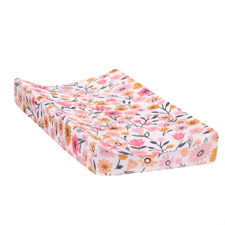 Lambs & Ivy Little Garden Ultra-Soft Pink Minky Floral Baby Changing Pad Cover