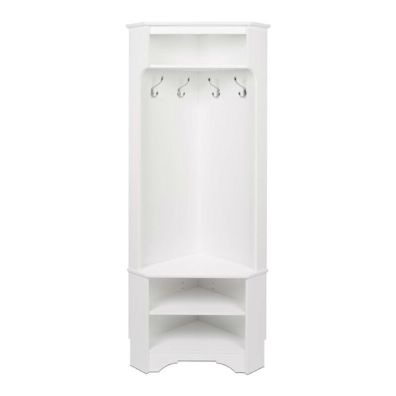 Hivvago Tall Sturdy Entryway Corner Hall Tree White