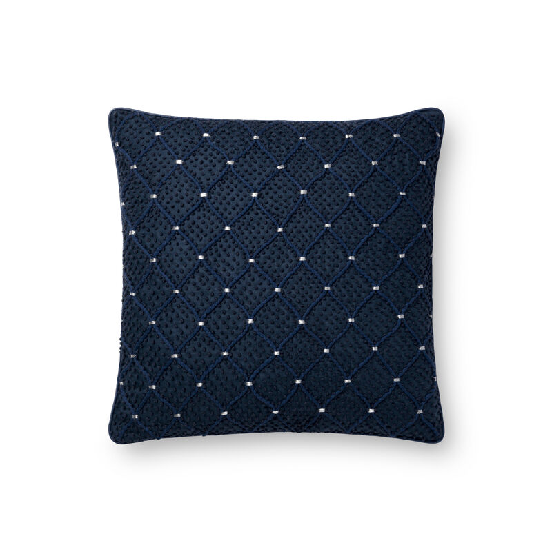 P0675 Navy/Silver 18"x18" Down Pillow