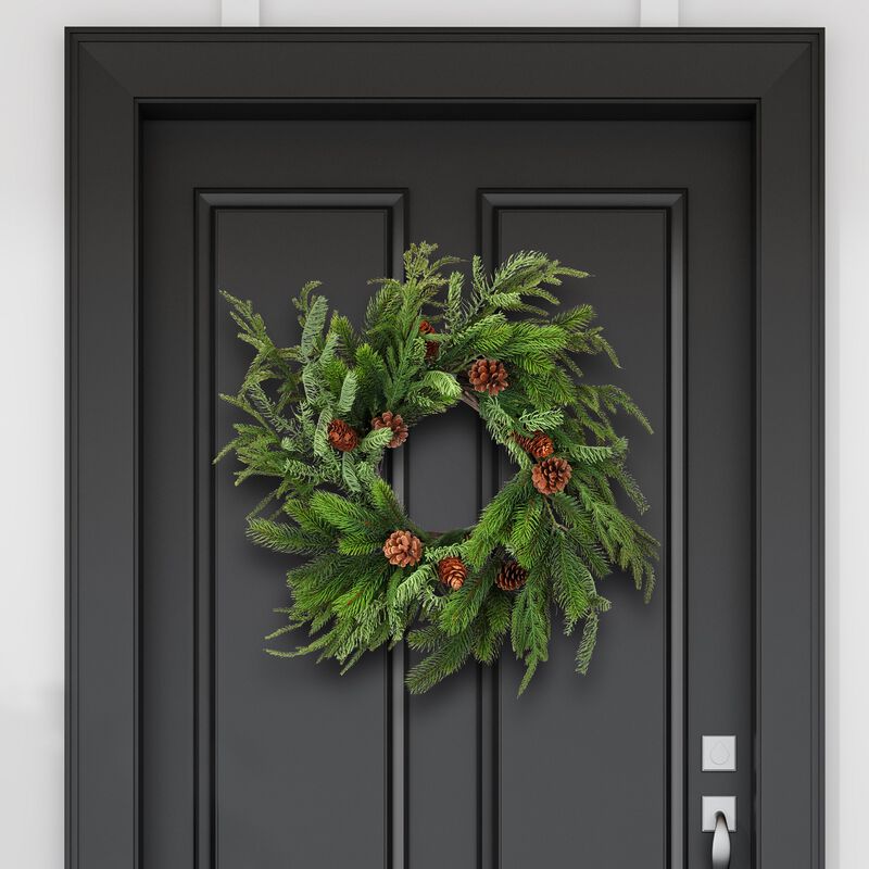 Norfolk Spruce and Juniper Outdoor Artificial Christmas Wreath  20-Inch  Unlit