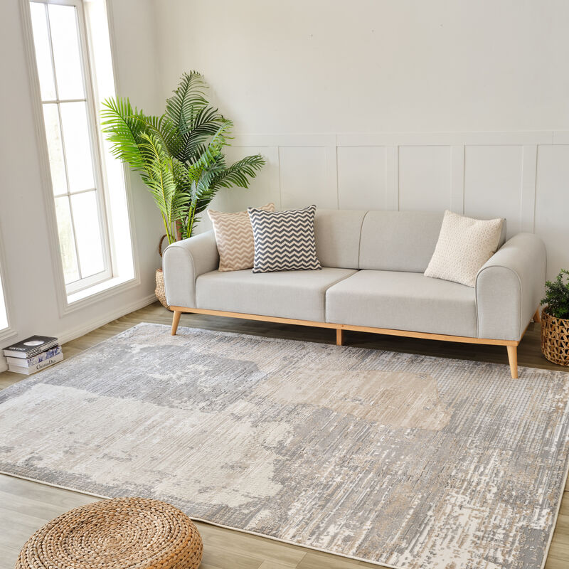 Nomad Abstract Modern Cream Grey Indoor Area Rug