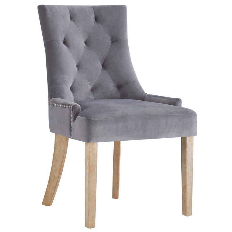 Modway Ponder Mid-Century Modern Four Dining Chair with Performance Velvet in Gray