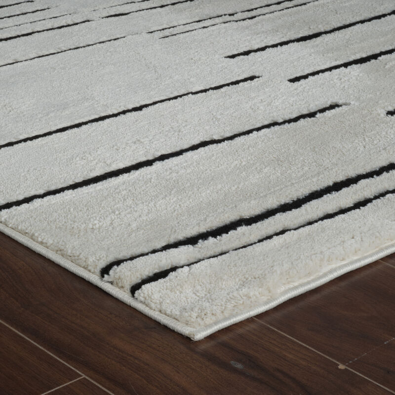 Domus Abstract Modern Cream Black Indoor Area Rug