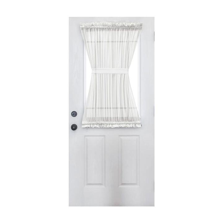 Ellis Curtain Shadow Stripe 1.5" Rod Pocket Semi Sheer Door Curtain Panel 40" x 40" White