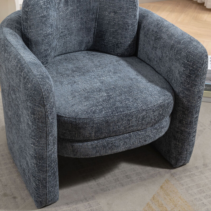 Mid Century Modern Barrel Accent Chair Armchair for Living Room, Bedroom, Guest Room, Office, Smoke Blue