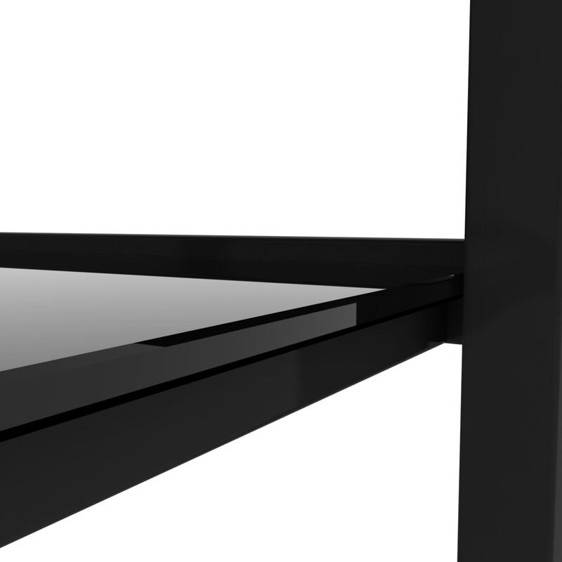 Black Glass Coffee Table, Clear Modern Side Center Table for Living Room Furniture - Sleek Design, Versatile Size
