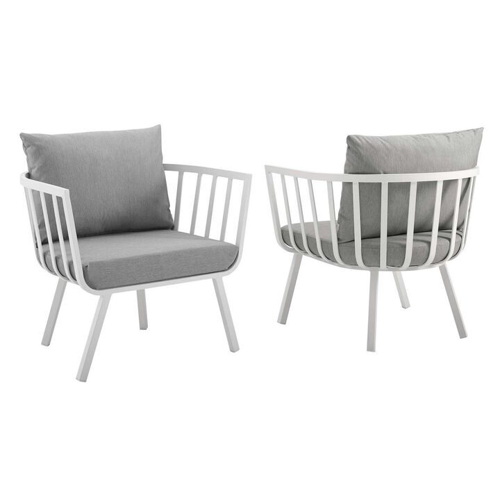 Riverside Outdoor Patio Aluminum Armchair Set of 2-Benzara