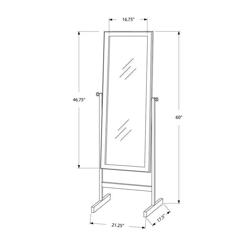 Monarch Specialties I 3368 Mirror, Full Length, Standing, Floor, 60" Rectangular, Dressing, Bedroom, Wood, Brown, Contemporary, Modern