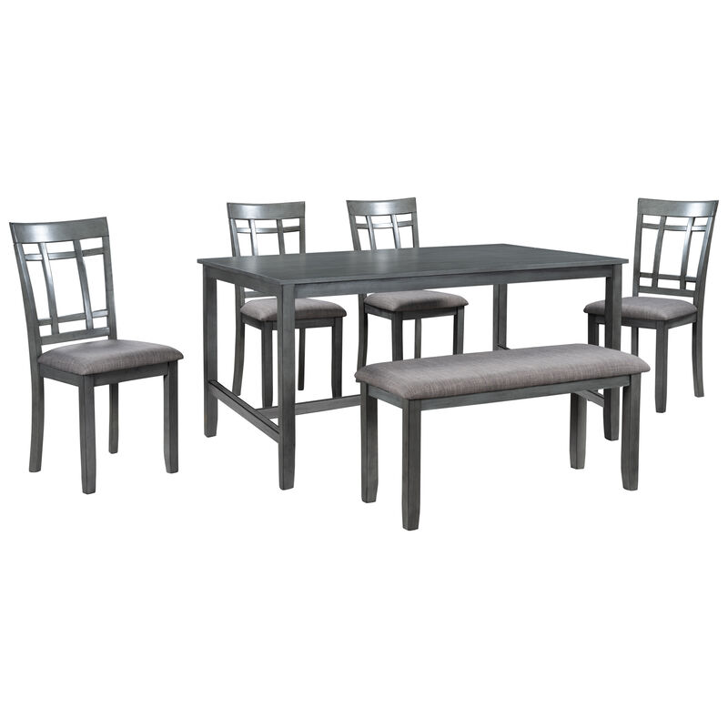 Merax Traditional Rustic 6 Piece Wooden Dining Table set