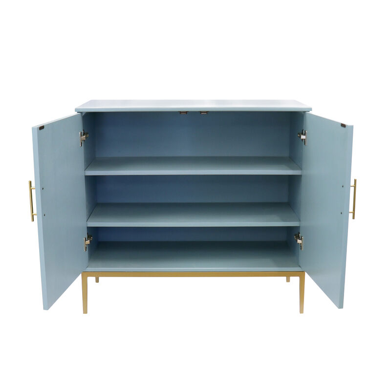 Pasargad Home Edgar & Gold Metal Frame Cabinet, Aqua