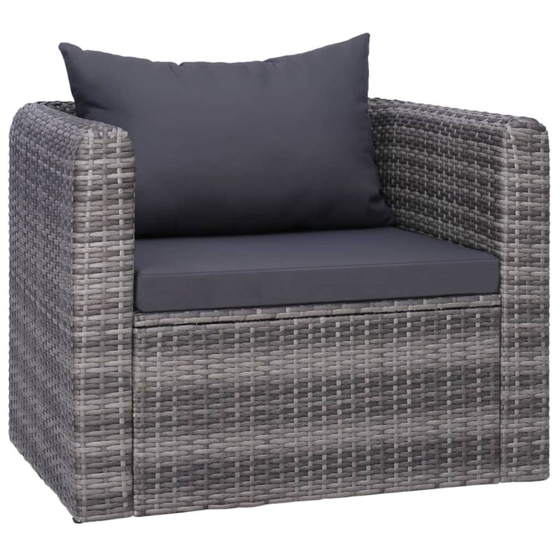 vidaXL 6 Piece Garden Sofa Set with Cushions & Pillows Poly Rattan Gray