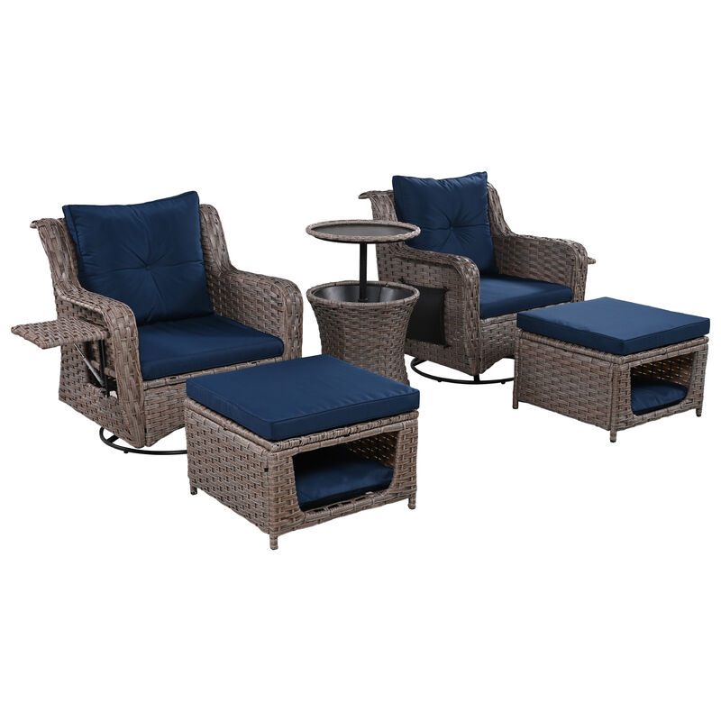 Merax Patio Swivel Set with Pet House Cool Bar