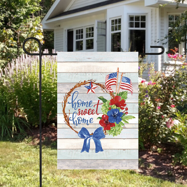 Home Sweet Home Wreath Patriotic Outdoor Garden Flag 18" x 12.5"