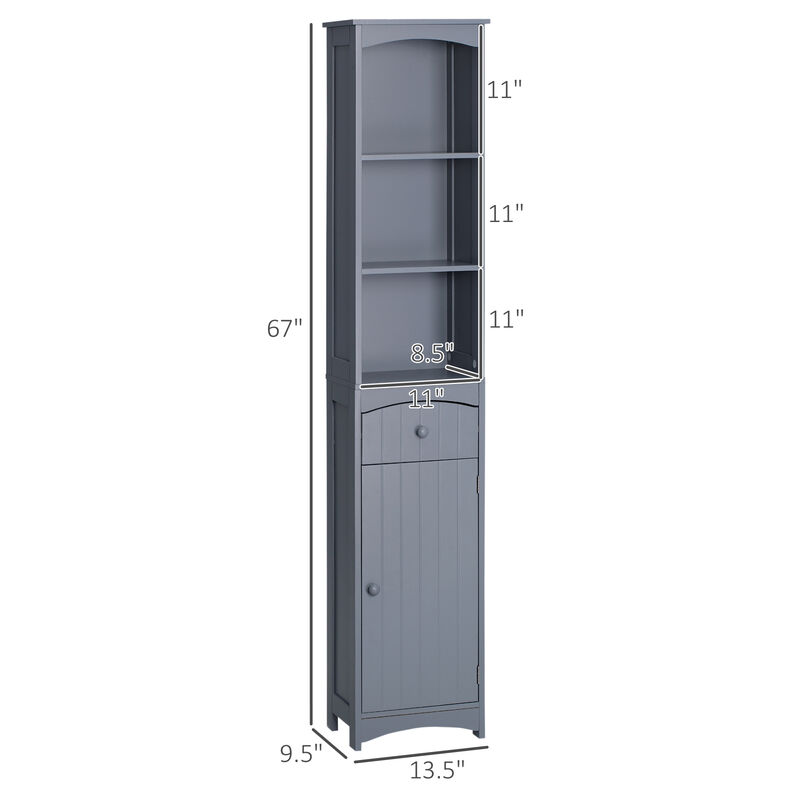 Tall Bathroom Cabinet Free Standing Bath Storage Organizer Linen Tower w/ Shelf