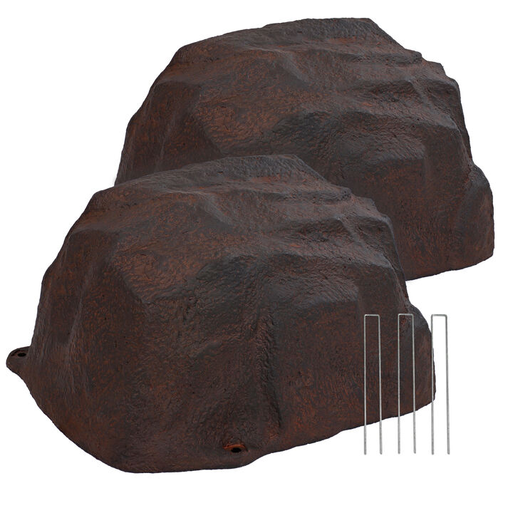 Low-Profile Artificial Polyresin Landscape Rock with Stakes - Set of 2