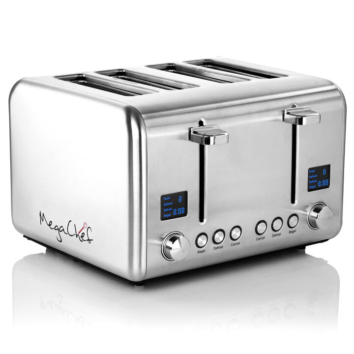 MegaChef 4 Slice Toaster in Stainless Steel Silver