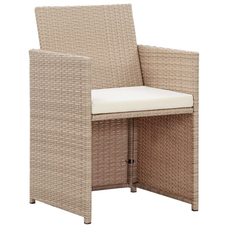 vidaXL 4 Piece Garden Lounge Set with Cushions Beige Poly Rattan