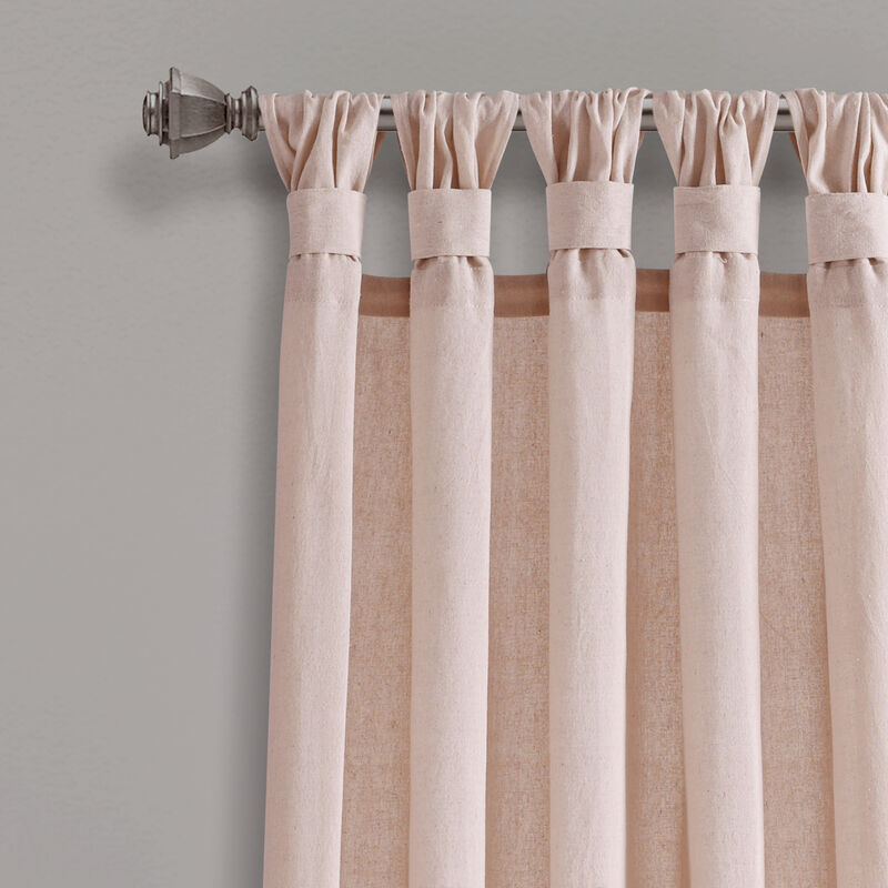 Burlap Knotted Tab Top Window Curtain Panels